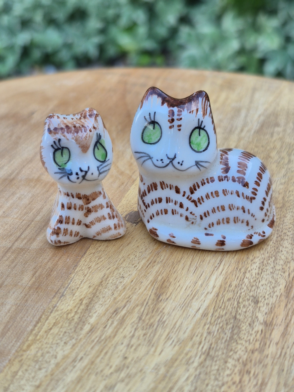 Vintage Philip Laureston Babbacombe Pottery Cat Figurines Pair No 55 & 57 Green